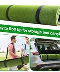 5x4ft Golf Hitting Mat With Thick 31mm Artificial Turf For Indoor And Outdoor Use, Durable EVA Backing, Includes 6 Tees, Pro Grade Realistic Swing Training For Driving, Chipping, And Practice, rolled up with carry strap