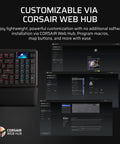 96 Percent Compact Mechanical Gaming Keyboard With Smooth Linear Switches That Hit Different Combined With A Built In LCD Stream Deck Rotary Knob And Dedicated Macro Buttons For Players Who Mean Business On The Battlefield showcasing Corsair Web Hub customization options.