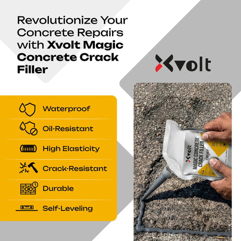 Concrete Crack Filler Workhorse Self Leveling Sealant For Cement And Slab Repair Waterproof High Elasticity Caulk Sealer For Driveways And Patios Quick Drying Sealing Adhesive Two Pack in use on driveway surface