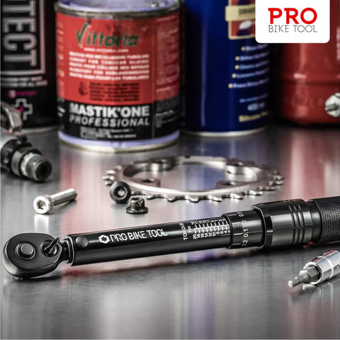 Pro Grade Bike Torque Wrench Set With 2 To 20 Nm Micro Adjustable Torque And Zero Point One Nm Precision on workshop table