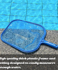 Heavy Duty Pool Skimmer Net For Leaves And Debris Fine Mesh Frame Net Pro Grade Pool Leaf Rake on poolside for easy cleaning