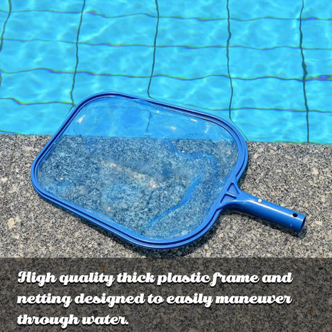 Heavy Duty Pool Skimmer Net For Leaves And Debris Fine Mesh Frame Net Pro Grade Pool Leaf Rake on poolside for easy cleaning