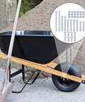 Built Tough As Nails Wheelbarrow Handle Nut And Bolt Replacement Kit Packing 18 Piece Carbon Steel Galvanized Carriage Bolts shown with wheelbarrow.