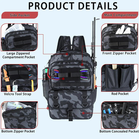 All In One Fishing Backpack Kit With Built In Tackle Boxes Rod Holder And Lure Storage Waterproof Sling Tackle Bag Loaded