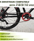 1x drivetrain compatible with 7/8/9/10 speed bike featuring red 170mm MTB square taper crankset for single speed
