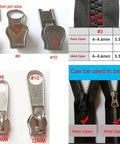 Two Sets Silver 10 Metal Zipper Sliders With Retainer Insertion Pins For Metal And Resin Zippers, Easy Zipper Repair Kit diagram