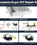Dryer Heating Element Replacement For Roper And Whirlpool That Fits Like A Charm Easy Install 2406028 W10724237 RED4516FW0 image showing kit components.