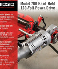 Badass 120V Handheld Power Pipe Threader For Plumbing And Conduit Tasks Compatible With 12-R 00-R 00-RB 11-R Die Heads on metal pipe
