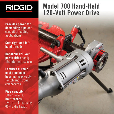 Badass 120V Handheld Power Pipe Threader For Plumbing And Conduit Tasks Compatible With 12-R 00-R 00-RB 11-R Die Heads on metal pipe
