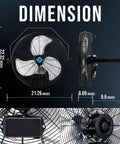 Dimensions of 2 Pack 18 Inch High Velocity Industrial Wall Fans With TEAO Enclosure Motor, 4000 CFM, 3 Speed, 6.5 Ft Cord