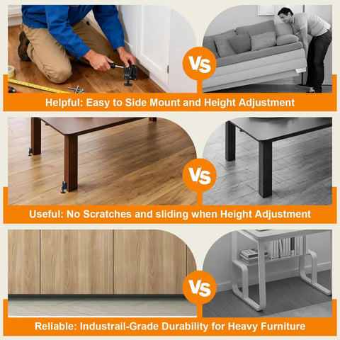 Heavy Duty Leveling Feet And Adjustable Furniture Legs Knock That Wobble Dead Features Hex Key For Built Tough 332 Lbs Industrial Grade Support 8 Pack Black used in height adjustment and leveling of furniture.