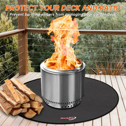 48 Inch Round Fire Pit Mat With Four Layer Fireproof Heat Insulated Under Grill Pad for decks, protecting patio from fire