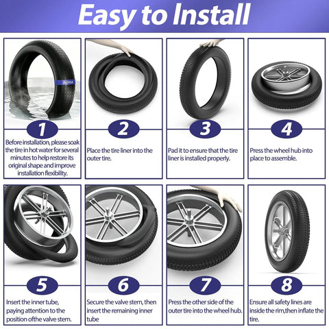 Installation steps for Puncture-Proof 20x4.0 Tire Insert For Fat Bikes And E-Bikes No-Flat Bicycle Tube Protector Tire Liner