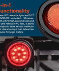 4 Pack 2 Inch Round LED Side Marker Light Kit With Amber And Red Lights, 12V, DOT Approved, Reflector Lens, Flush Mounted