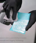 Flexible Sanding Sheets Peach K1500 Hook And Loop 191 2505 25 Sheets Pack in use with gloves and cloth for anti-clogging.