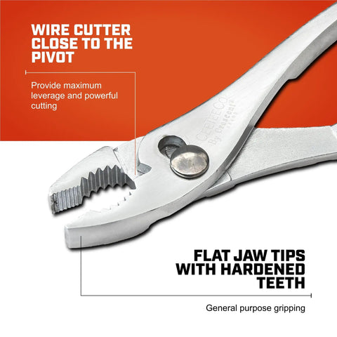 Curved Jaw Slip Joint Pliers With Built In Wire Cutter For Home Repair And Electrician Tasks 8 Inch Grip Pliers And Cable Cutter