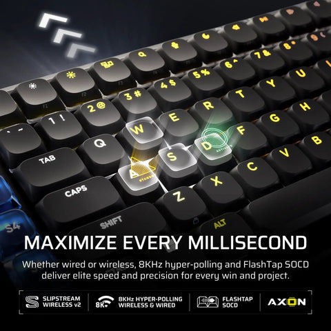 Next Level Wireless RGB Gaming Keyboard With Sleek Aluminum Build And Zero Clutter 99 Percent Layout Providing Crisp Feedback And Stream Deck Integration For A Clean Desk Flex Every True Gamer Swears By close-up of keyboard keys showing RGB lighting and features.