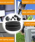 1/2 Inch Diameter 25 Foot Black Extra Flexible PVC Electrical Conduit Kit With Liquid Tight Non Metallic Sealtight Flex for wiring