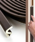 Slap On This Foolproof Door Weather Stripping To Kick Chilly Drafts To The Curb Featuring A Tight V Shaped Kerf Seal That Blocks Light Noise And Wind While Keeping Your Cozy Home Insulation Secure For 26 FT In Brown, showing the PU foam seal and installation.