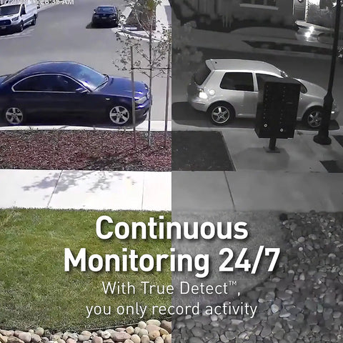4K WiFi IP Security Camera With Red And Blue Siren Lights monitoring cars and surroundings, HD night vision footage