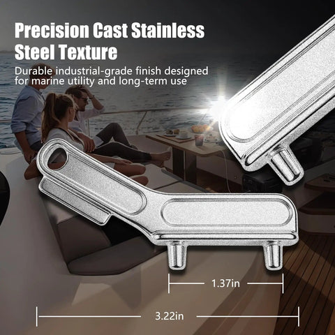 Two Pack Boat Gas Cap Key Stainless Steel 304 Marine Deck Fill And Water Cap Tool close-up with size dimensions