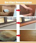 Wood Grain Repair Tape Self Adhesive Two Point Four Inch By 32 Ft applied on furniture and surfaces for restoration and makeover.