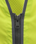 Close-up of zipper on SV55 Class 2 Heavy Woven Two Tone Engineer Vest With Padded Neck For Extra Weight In Cargo Pockets ANSI ISEA 107 Class 2