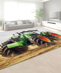 Green Rooster Themed Area Rug 3 By 5 Ft Low Pile With Non Slip Backing Machine Washable For Living Room Bedroom Nursery Office