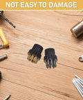 No Sweat 10 Piece Steam Cleaner Brush Head Replacement Kit Featuring Durable Steel And Copper Bristles For Crushing Deep Grime On Tile Floors And Commercial Shops Totally Stress Free, showing black brush heads with metal bristles on wooden surface.