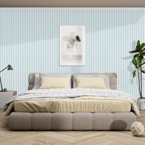 Premium Heavy Duty Soundproof Acoustic Panels 10 Pack White installed in a serene bedroom, enhancing audio quality and decor.