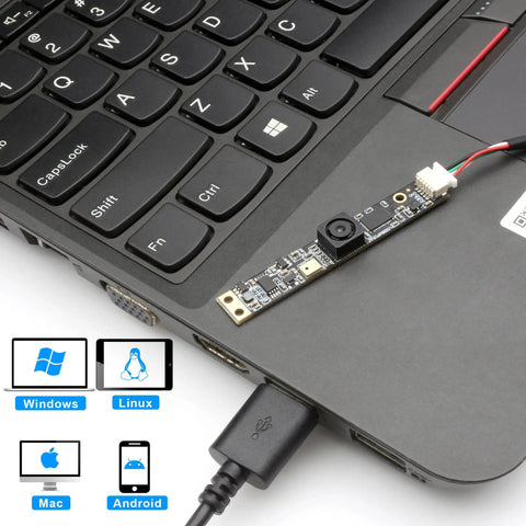 8MP USB Camera Module With Microphone For Computer And Embedded Vision Projects Dope Ultra Compact Strip Camera With IMX179 Sensor HD 3264X2448 Video And Audio Windows Linux Android Mac OS Compatible Ideal For Machine Vision And DIY on laptop.