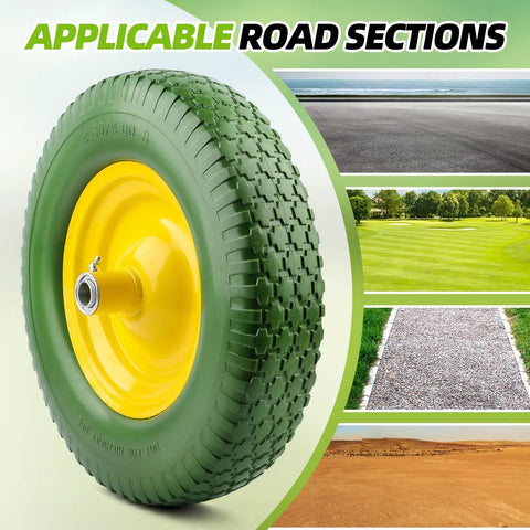 Flat Free Wheelbarrow Tire Replacement Universal Fit 4.80 4.00 8 Inch Solid No Air Industrial Grade