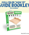 Full color guide booklet for constructing 17 Inch DIY crosscut sled kit for table saw, instruction details visible.