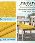 Outdoor Chair Cushions Set Of 4 Yellow 17 By 16 By 2 Inches Round Corner Water Resistant Non Slip with Straps for Patio Furniture