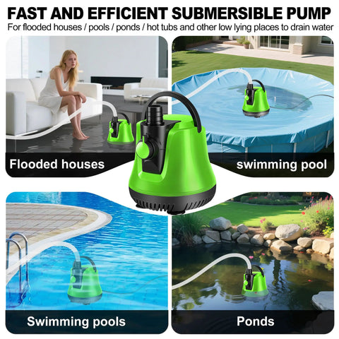 Submersible Sump Pump With Adjustable Flow for No Fuss Water Removal in pools, flooded homes, and ponds.