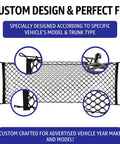 Dodge Durango Trunk Mesh Cargo Net Envelope Style For SUVs 1998 2026 with custom design and perfect fit, black polypropylene