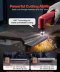 65A Plasma Cutter With Non Touch Pilot Arc cutting thick metal using IGBT Technology and dual voltage settings, showing sparks.