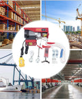 Heavy Duty Electric Hoist Winch With Remote Control Industrial Cable Crane Lift 150Kg 510W Copper Motor Steel Pulley Setup in various settings.