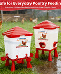 All In One Chicken Feeder And Waterer Set 5 Gallon Automatic Waterer With Cups No Waste 40 Lb Feeder For Backyard Flocks