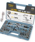 39-Piece Metric Tap and Die Set For Diyers M3 To M12 Thread Tapping and Threading Kit With Wrench and Pitch Gauge in a blue case