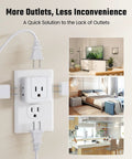 Five Way Wall Outlet Extender With 90 Degree Angled Side Plugs, Ultra Slim Flat 3 Prong Wall Adapter in home settings