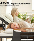 Rattan Outdoor Daybed With Storage Ottoman And Four In One Functionality Adjustable Backrest In Four Positions shown