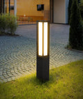 Landscape Path Light 32 Inch Outdoor Bollard Aluminum 8W 800LM LED Lighting For Lawn Patio Courtyard Driveway And Garden Weatherproof Frosted Finish Wired 100 240V Residential Outdoor Lighting placed on lawn