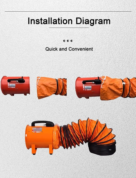 Installation diagram of Zero Hassle Portable Fume Extractor And Hardcore Dust Extraction Fan With Adjustable Duct.
