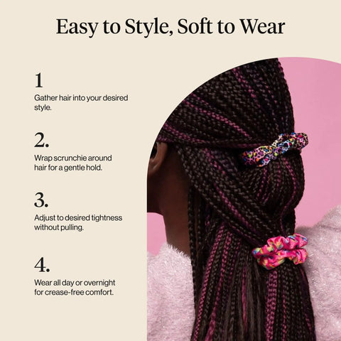 Rainbow Leopard Eco Friendly Satin Scrunchies Set 4 Pcs Soft As Silk Hair Ties That Glide No Damage For Frizz Free Sleep Ponytail