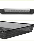 Front view of AZFUNN metal mesh desk organizer basket, black, 5-pack