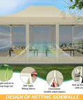 10 By 15 Heavy Duty Pop Up Canopy With Four Sidewalls And Mosquito Netting Easy Up Screen Tent For Outdoor Parties And Weddings