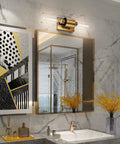 Bathroom with Stylish Modern 2 Light Vanity Light Fixture In Matte Gold With Clear Glass Up And Down Wall Sconces For Bathroom Bedroom Hallway And Kitchen Bulbs Not Included above mirror