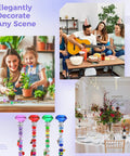 Assorted uses of 60-Piece Threaded Rod Kit in creative DIY garden decor and party settings with rhinestone heads.