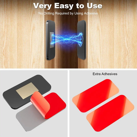 5 Pack Ultra Thin Magnetic Door Catch With Adhesive Tape, 0.08 Inch Stainless Steel Cabinet Latch, Easy No Drill Install